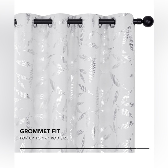 Deconovo Greyish White Blackout Curtains 2panels /gray-silver W52x72L - Picture 2 of 5